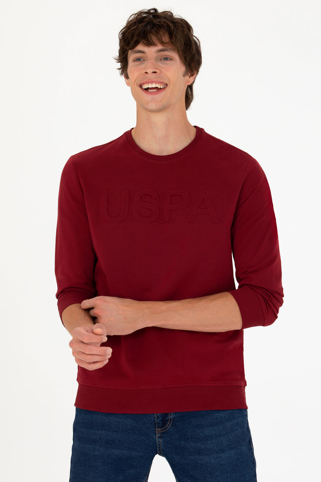 U. S. Polo Assn / Мужской бордово-красный базовый свитшот - U.s. polo assn фото 17