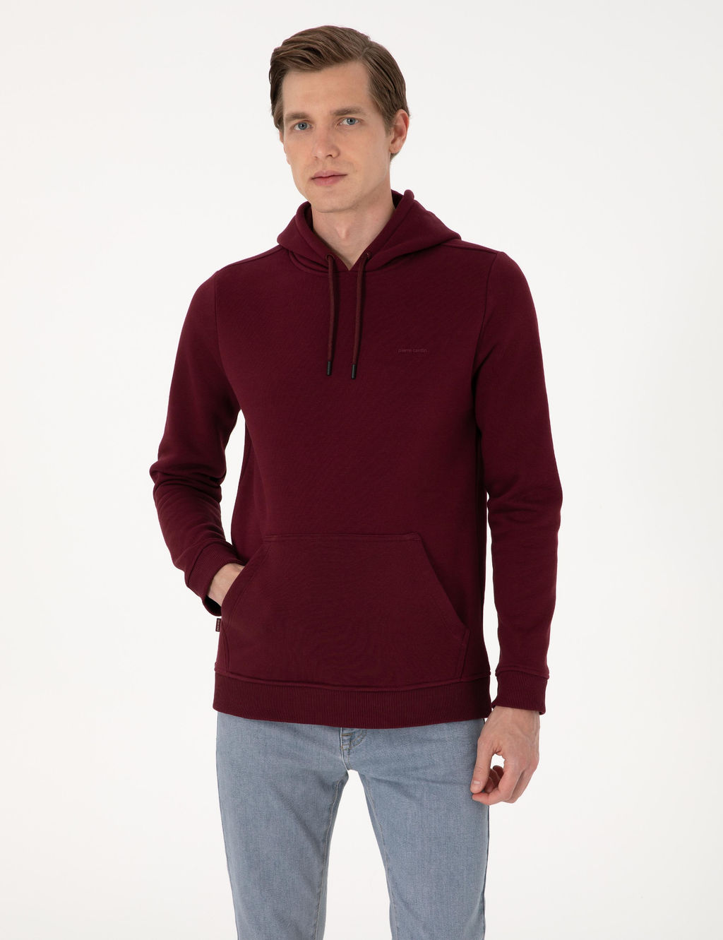 Bordo 2 _plik Regular Fit __i Polarl_ Kap__onlu Basic Sweatshirt