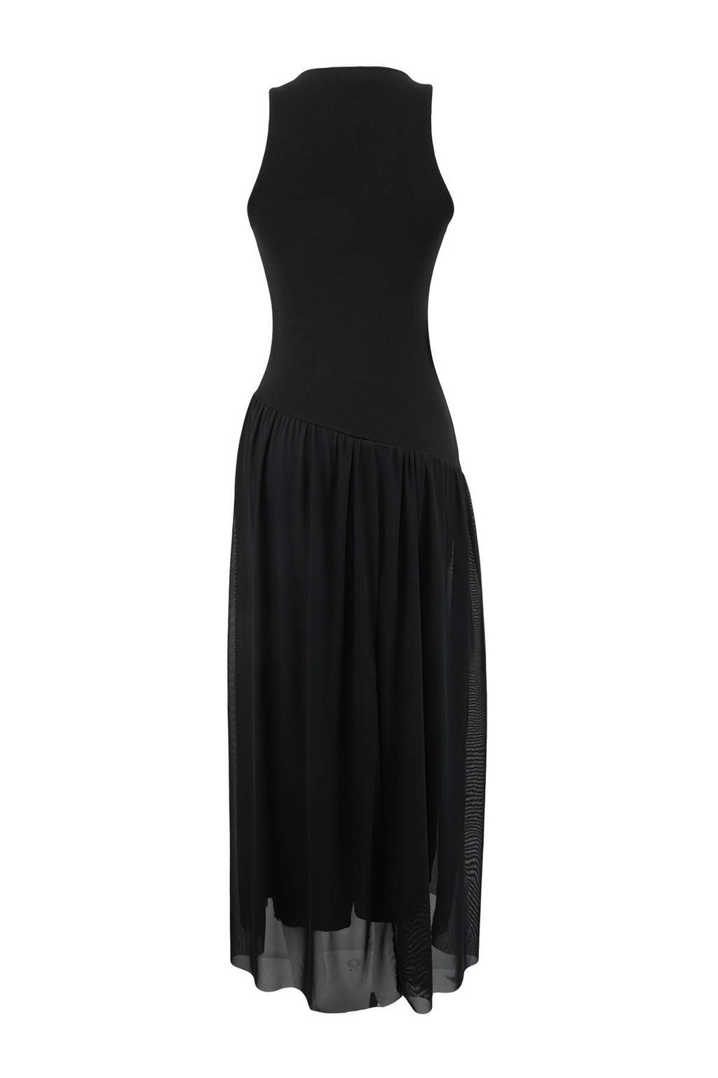 Siyah Belden Ac?lan Kolsuz Buzgulu Fitilli Esnek Orme Elbise TWOSS26EL00204