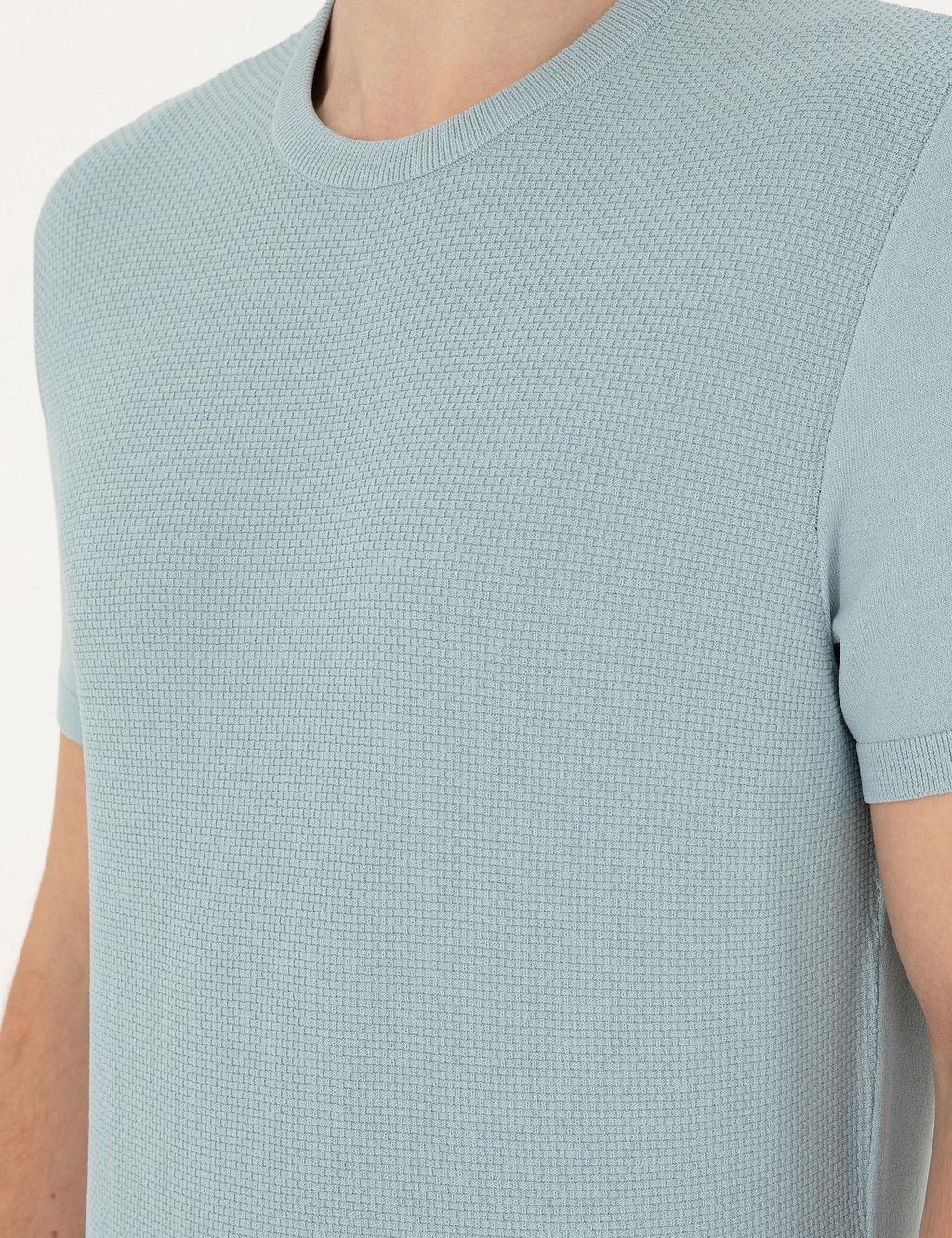 A__k Mavi Slim Fit Bisiklet Yaka Triko Ti__rt - Pierre cardin фото 7