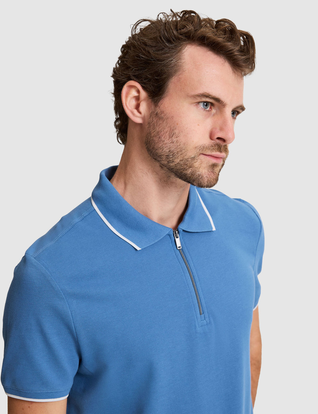 Koyu Mavi Slim Fit Polo Yaka Ti__rt