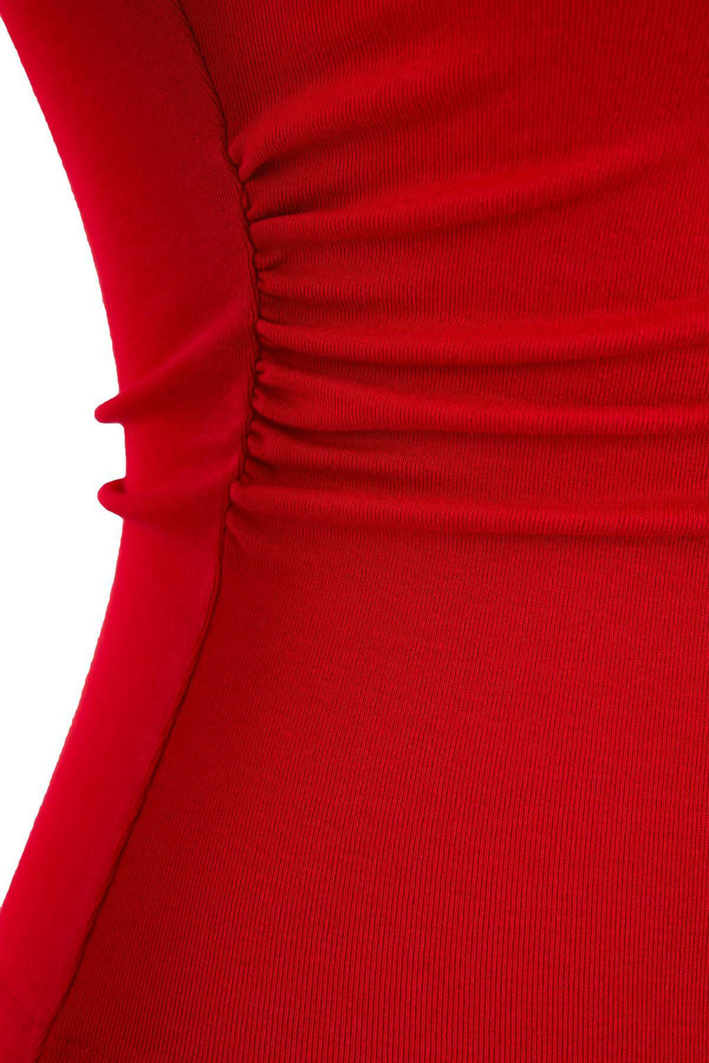 K?rm?z? Fitted/Vucuda Oturan Kay?k Yaka Kolsuz Yumusak Orme Bluz TWOSS26BZ00045