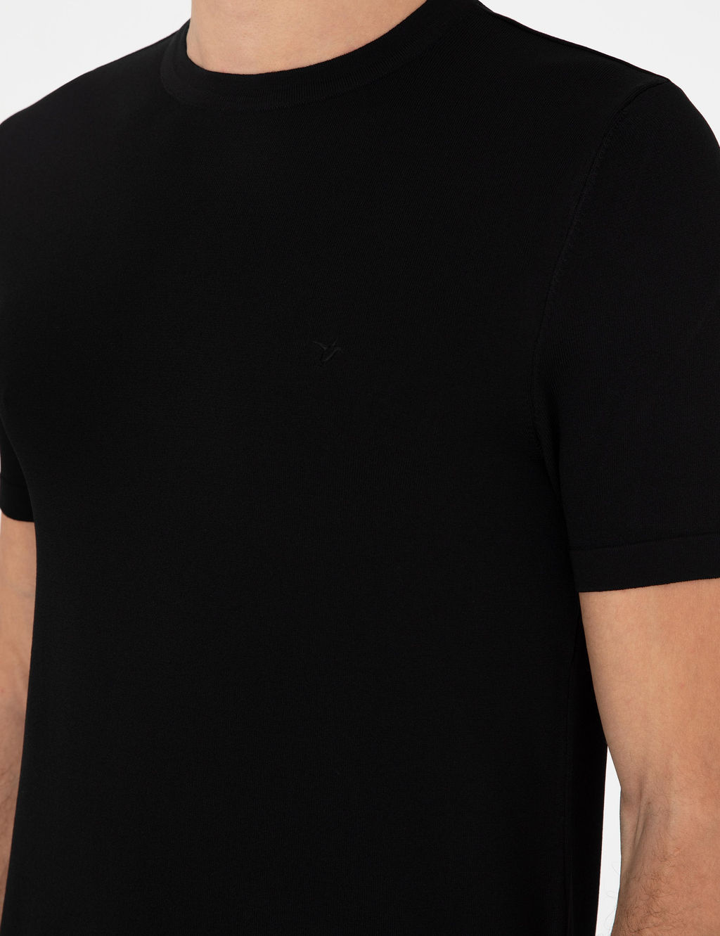 Siyah Slim Fit Bisiklet Yaka Triko T-shirt