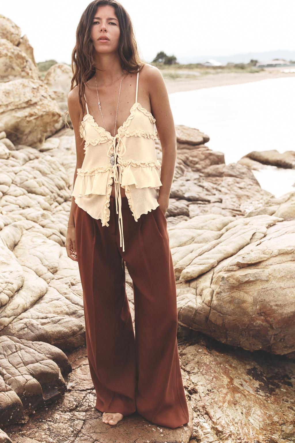 WIDE-LEG TROUSERS WITH DARTS - Zara фото 7