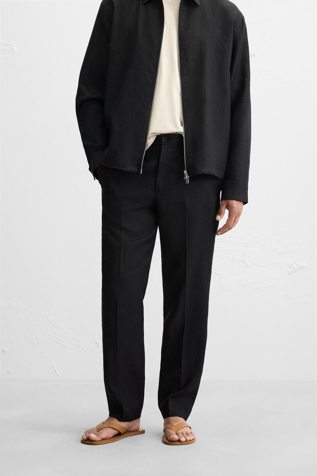 REGULAR FIT 100% LINEN TROUSERS - Zara фото 2