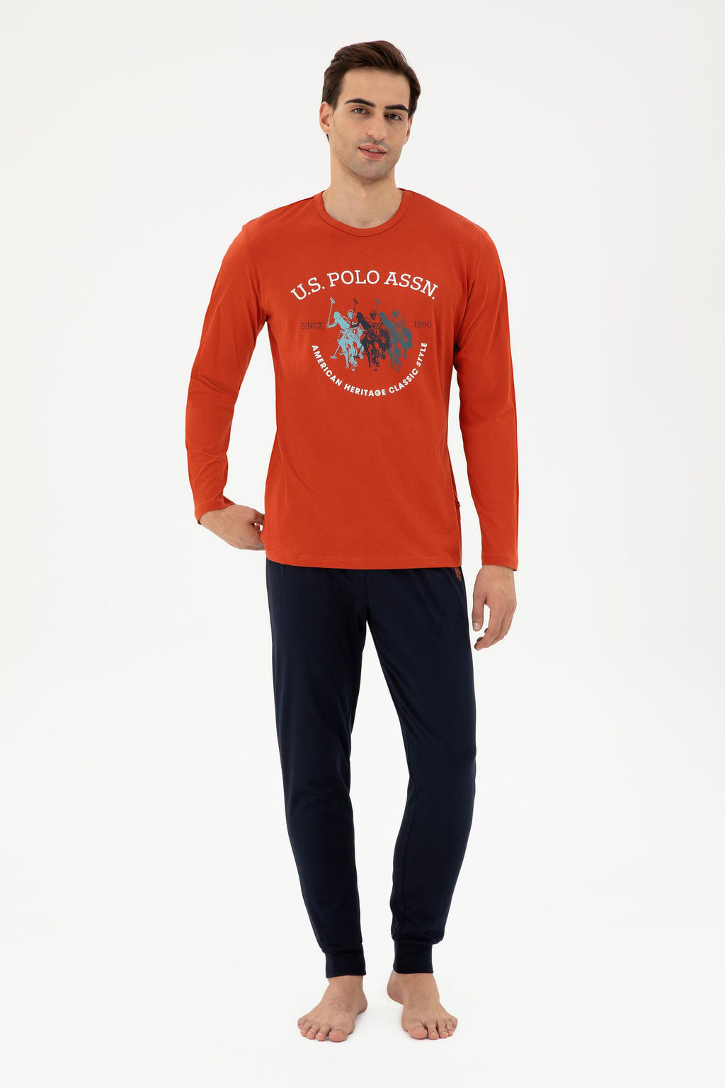 Мужской оранжевый пижамный комплект Неожиданная скидка в корзине - U.s. polo assn фото 2