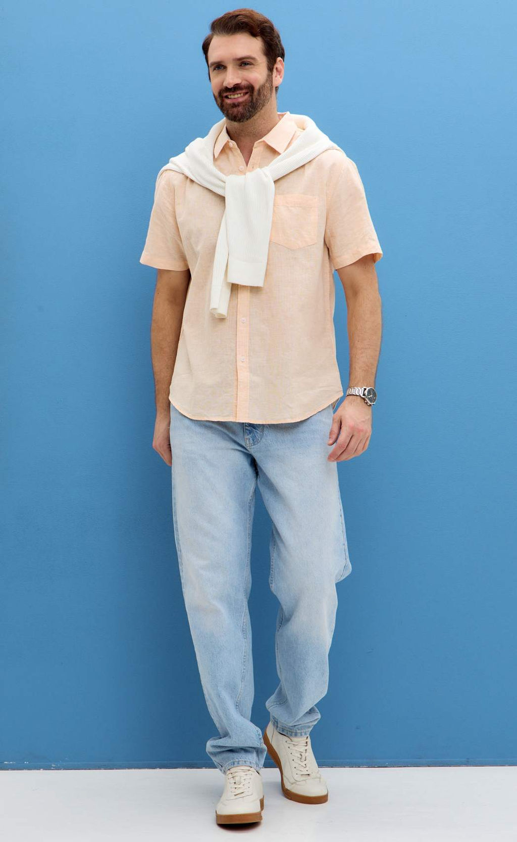 Рубашка к/р лен F111-0450 l.orange - Fine joyce фото 8