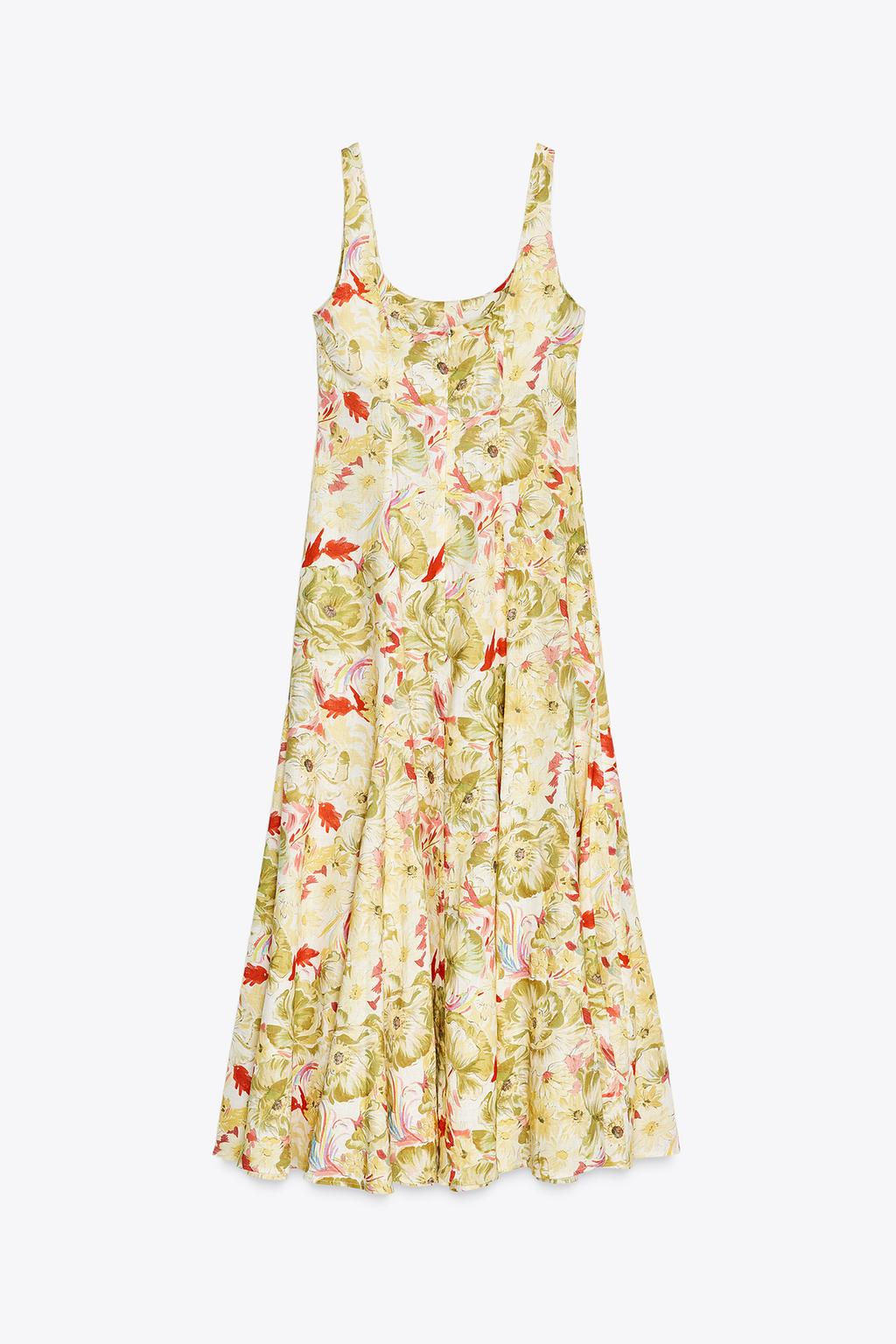 ZW COLLECTION PRINTED LINEN BLEND DRESS - Zara фото 7