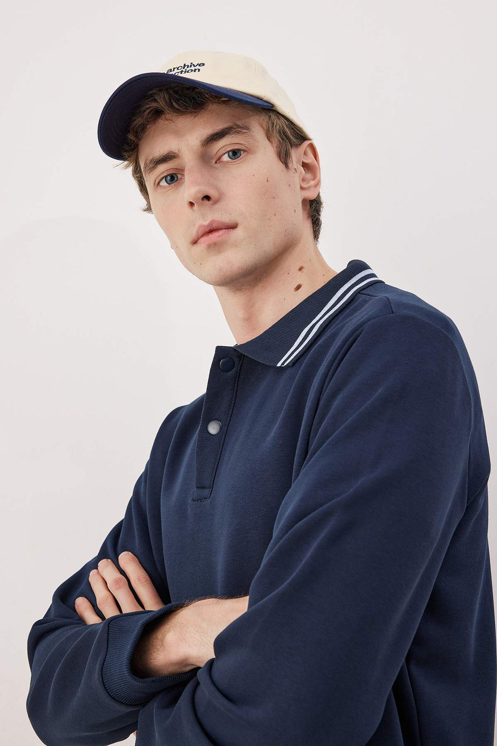 Lacivert Regular/Normal Polo Yaka Orme Sweatshirt TMNAW26SW00055