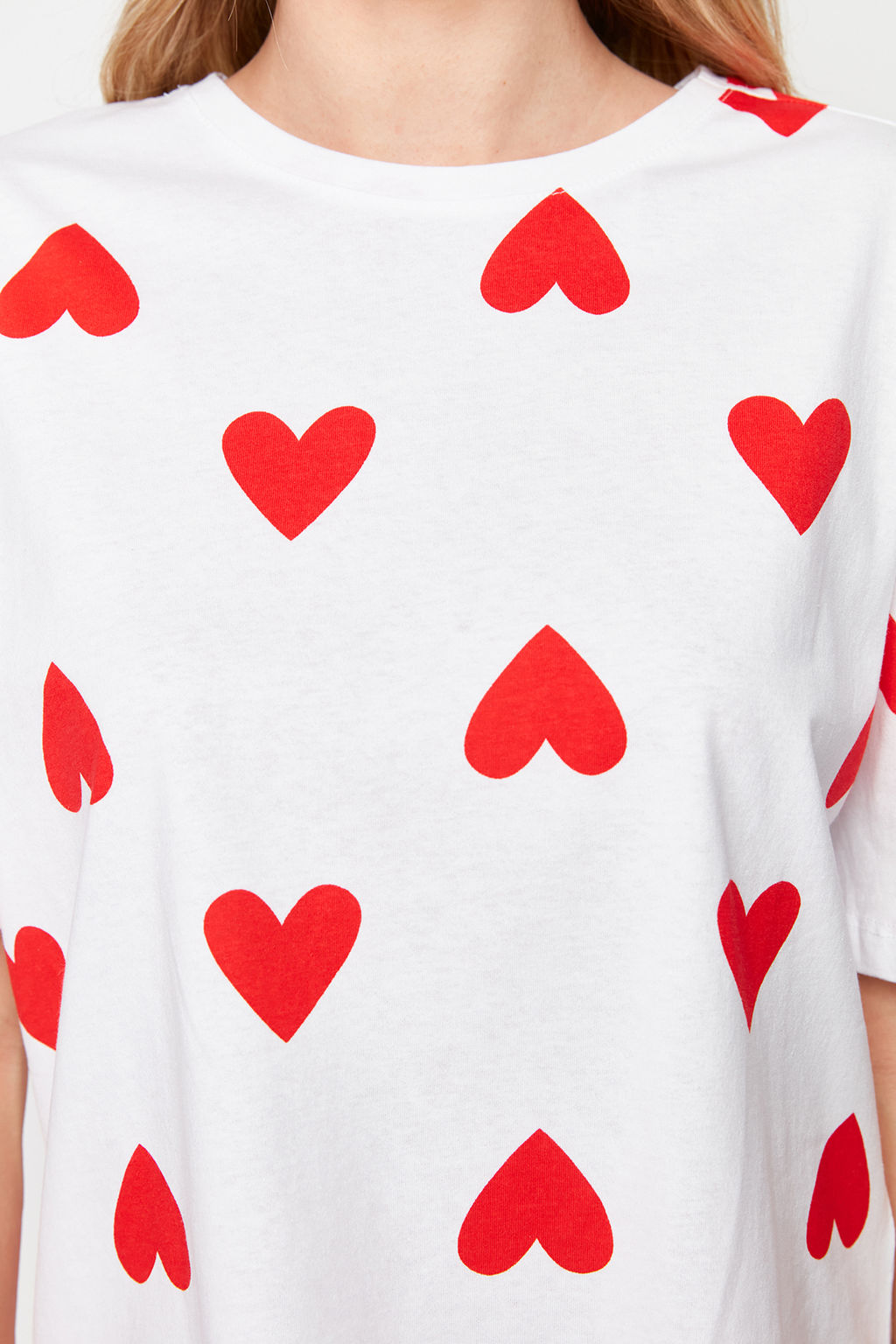 Trendyolmilla Beyaz %100 Pamuklu Kalpli Orme Pijama Tak?m? THMSS24PT00336  фото 4