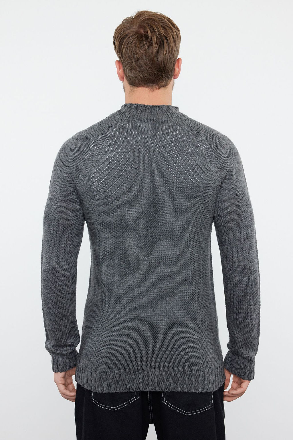 TRENDYOL MAN Tas Slim Dar Kesim Yar?m Bal?kc? Yaka Duz Triko Kazak TMNAW25KZ00002 - Trendyolmilla фото 5