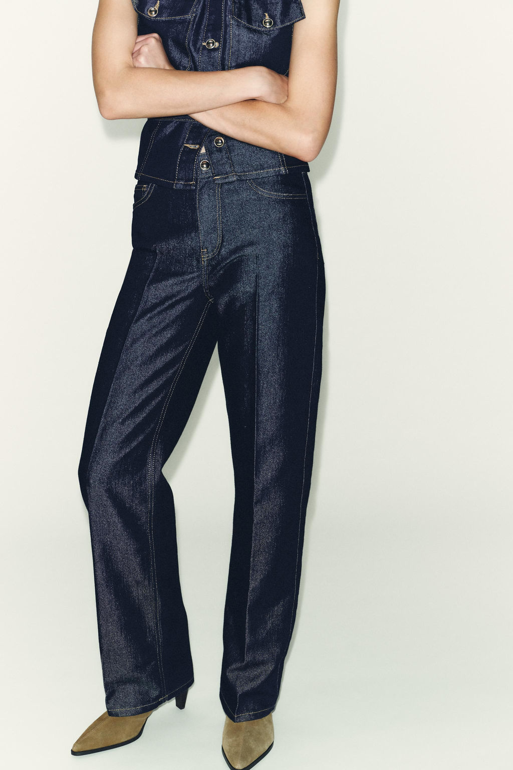 JEANS Z1975 STRAIGHT MID-WAIST CREASED - Zara фото 2