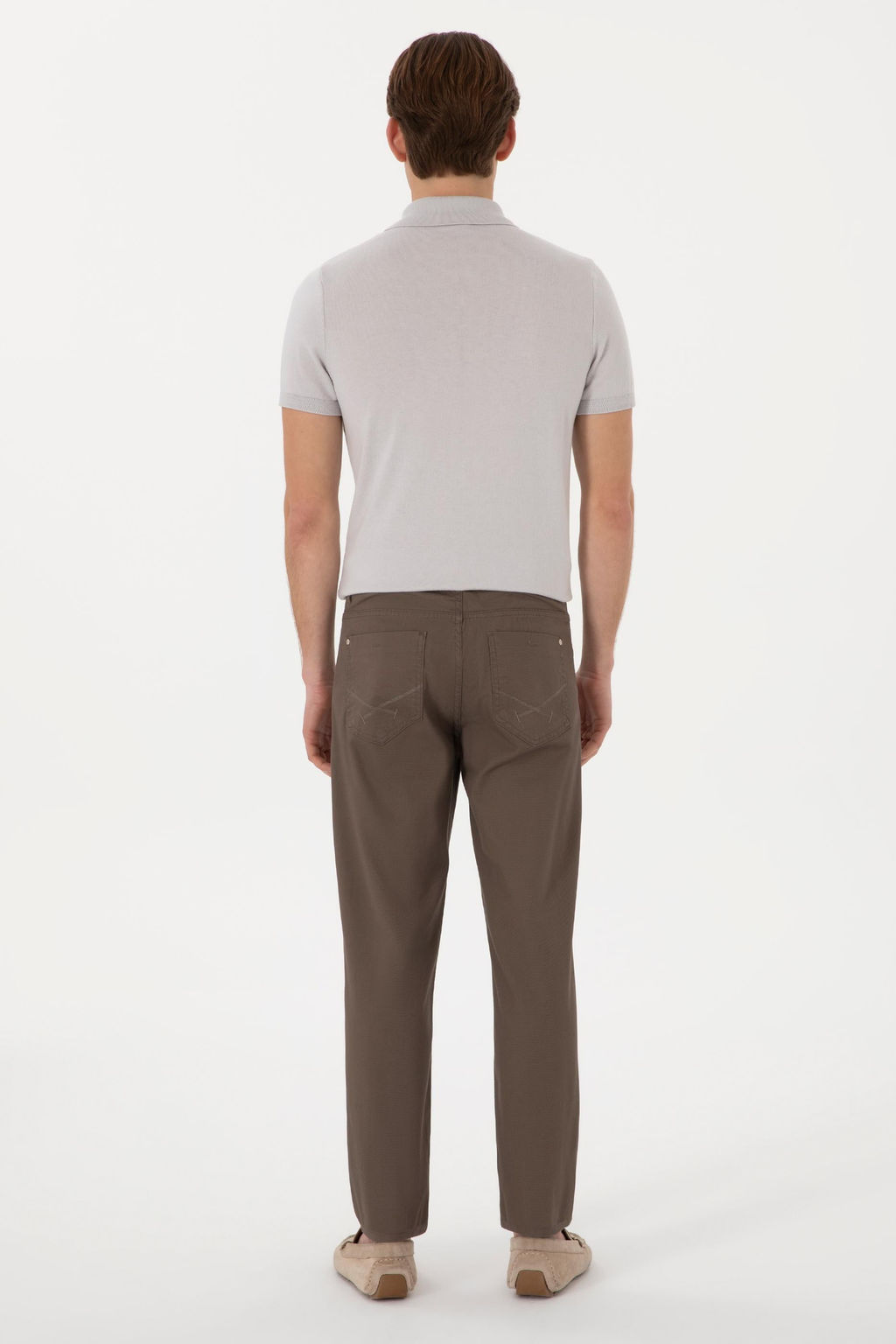 Erkek Slim Fit Vizon Kanvas Pantolon