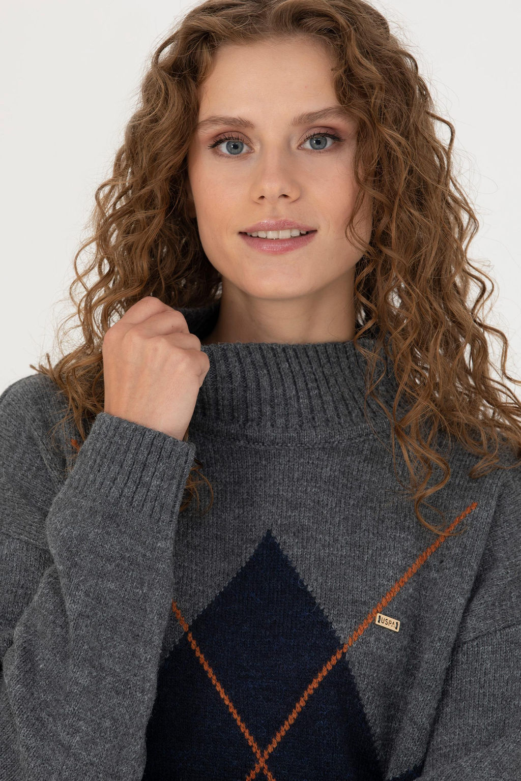 Kad_n Gri Melanj Bal_k__ Yaka Kazak - U.s. polo assn фото 2