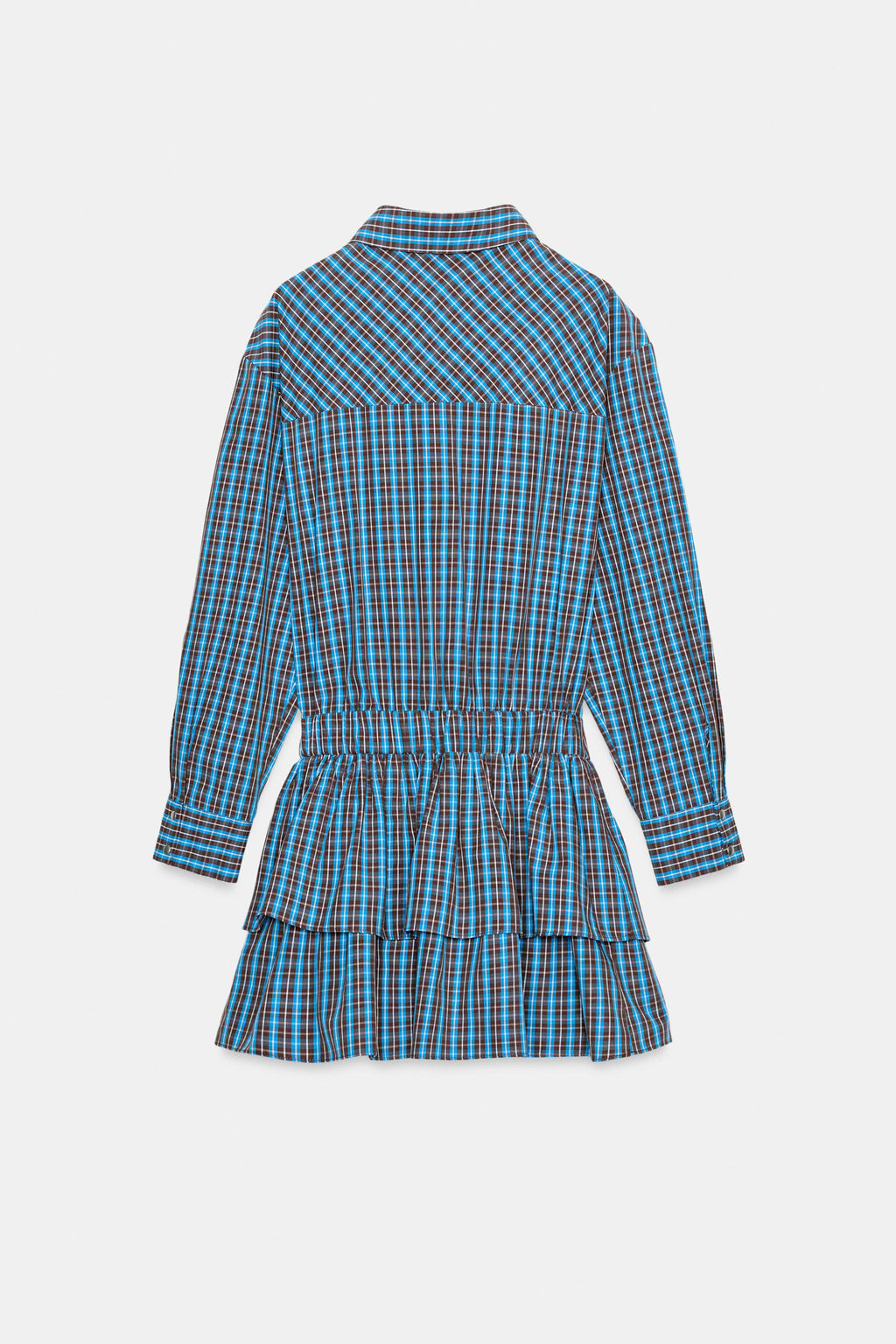 SHORT CHECKED DRESS WITH BELT AND RUFFLES - Zara фото 12