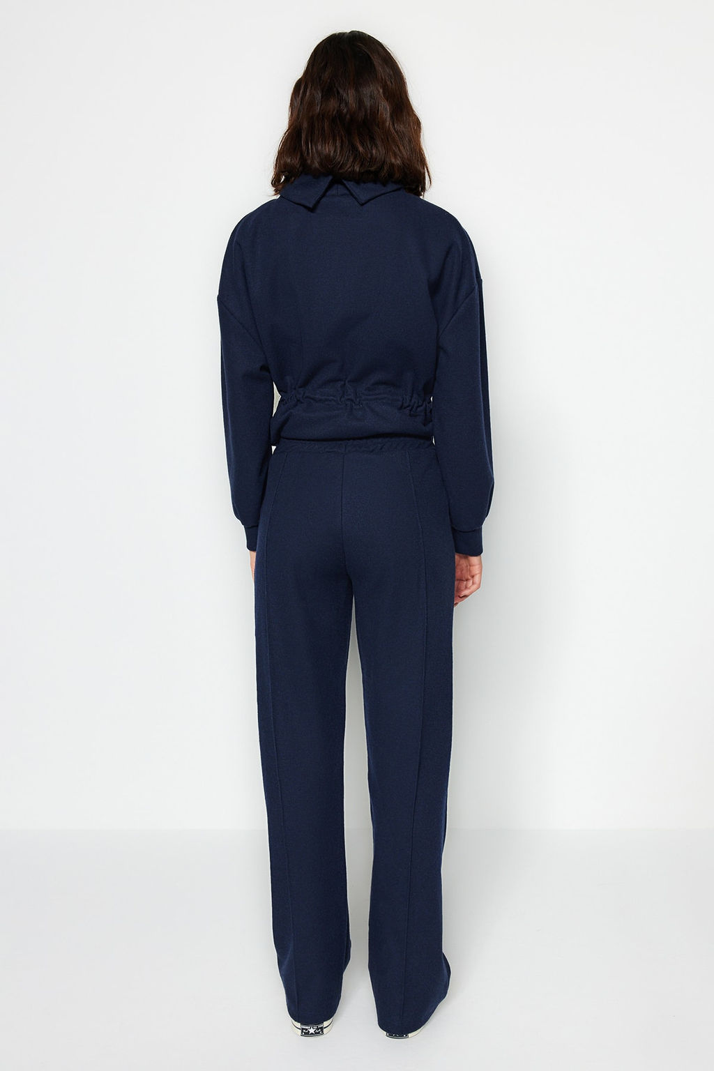 Gri Melanj Selanik Kumas Nervur Detayl? Cepli Genis Duz Orme Esofman Alt? Pantolon TWOAW24EA00021 - Trendyolmilla фото 10