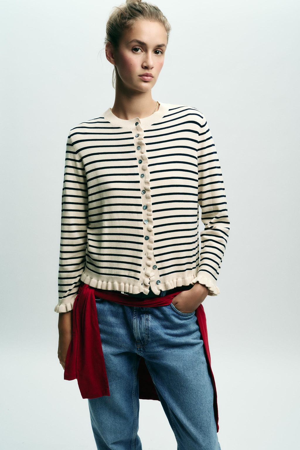 RUFFLE TRIM CARDIGAN - Zara фото 3