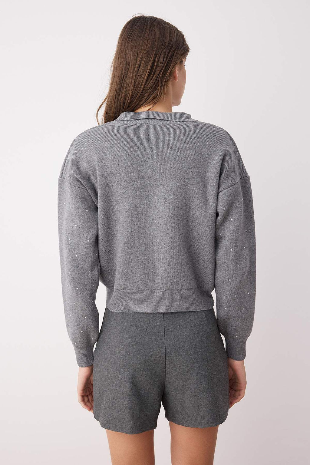 Antrasit Premium Iplik/Ozel Iplikli Tas Detayl? Triko Kazak TWOAW26KZ00039 - Trendyolmilla фото 4