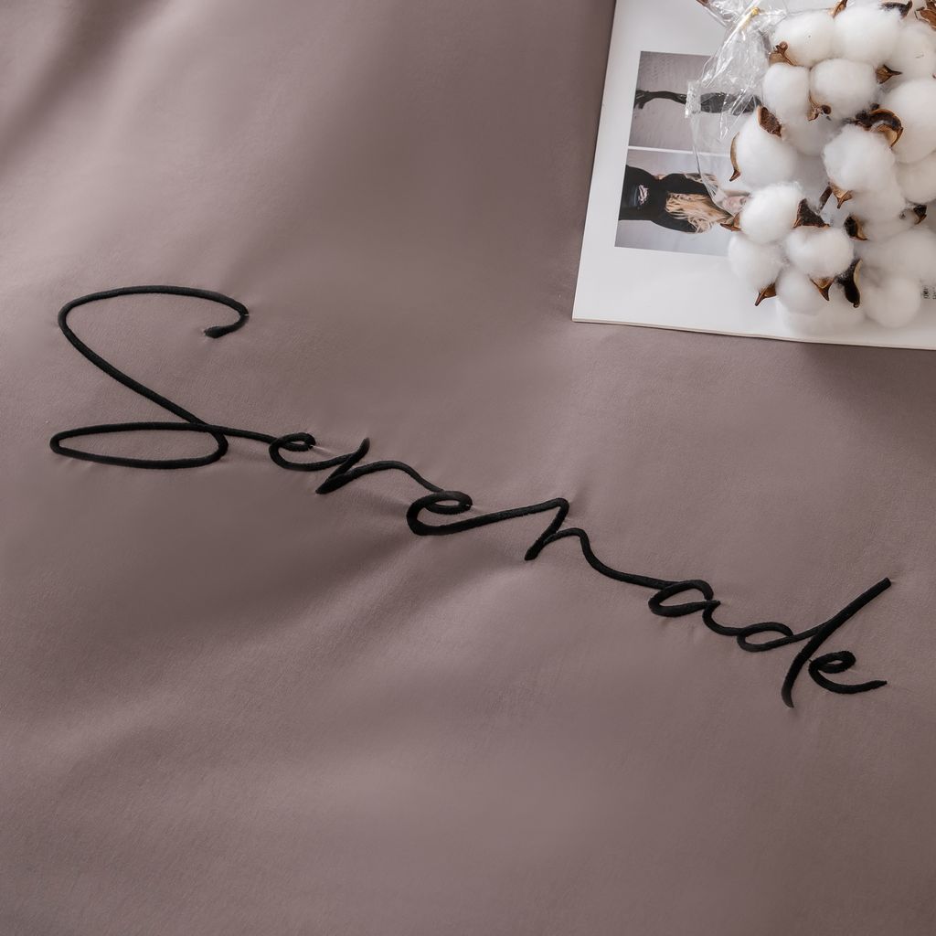 Комплект постельного белья Однотонный Сатин Вышивка CH036 1.5 спальный 70-70 2 шт