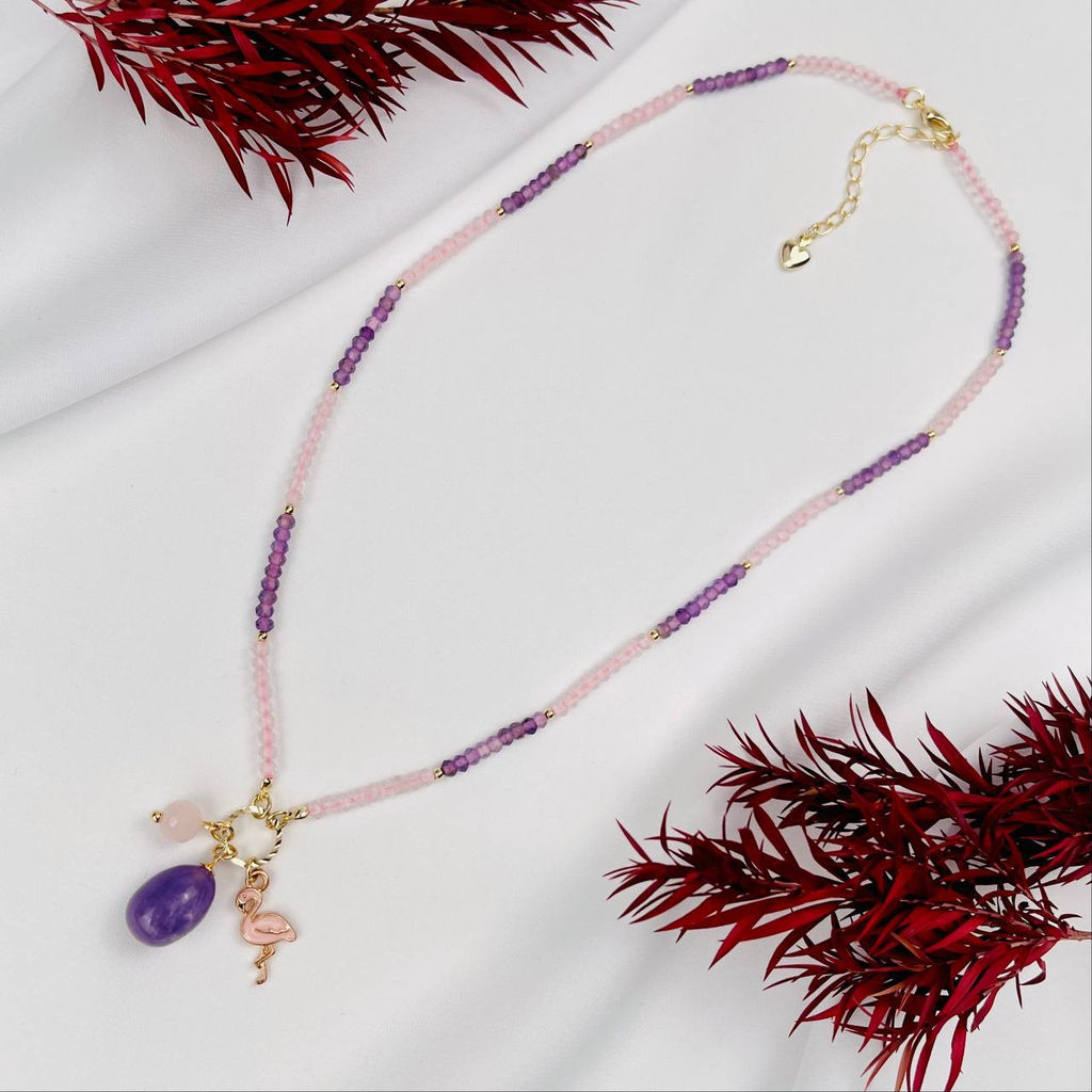 Колье из Аметиста и Розового кварца