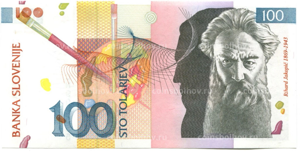 Банкнота 100 толаров 2003 года Словения