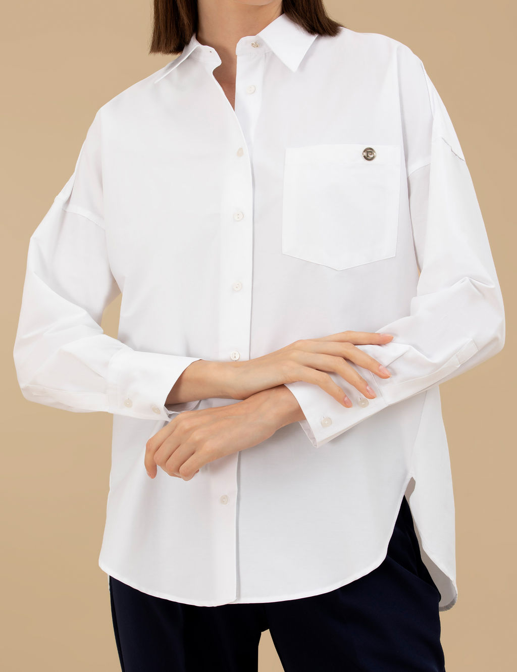 Beyaz Oversize Uzun Kollu G_mlek