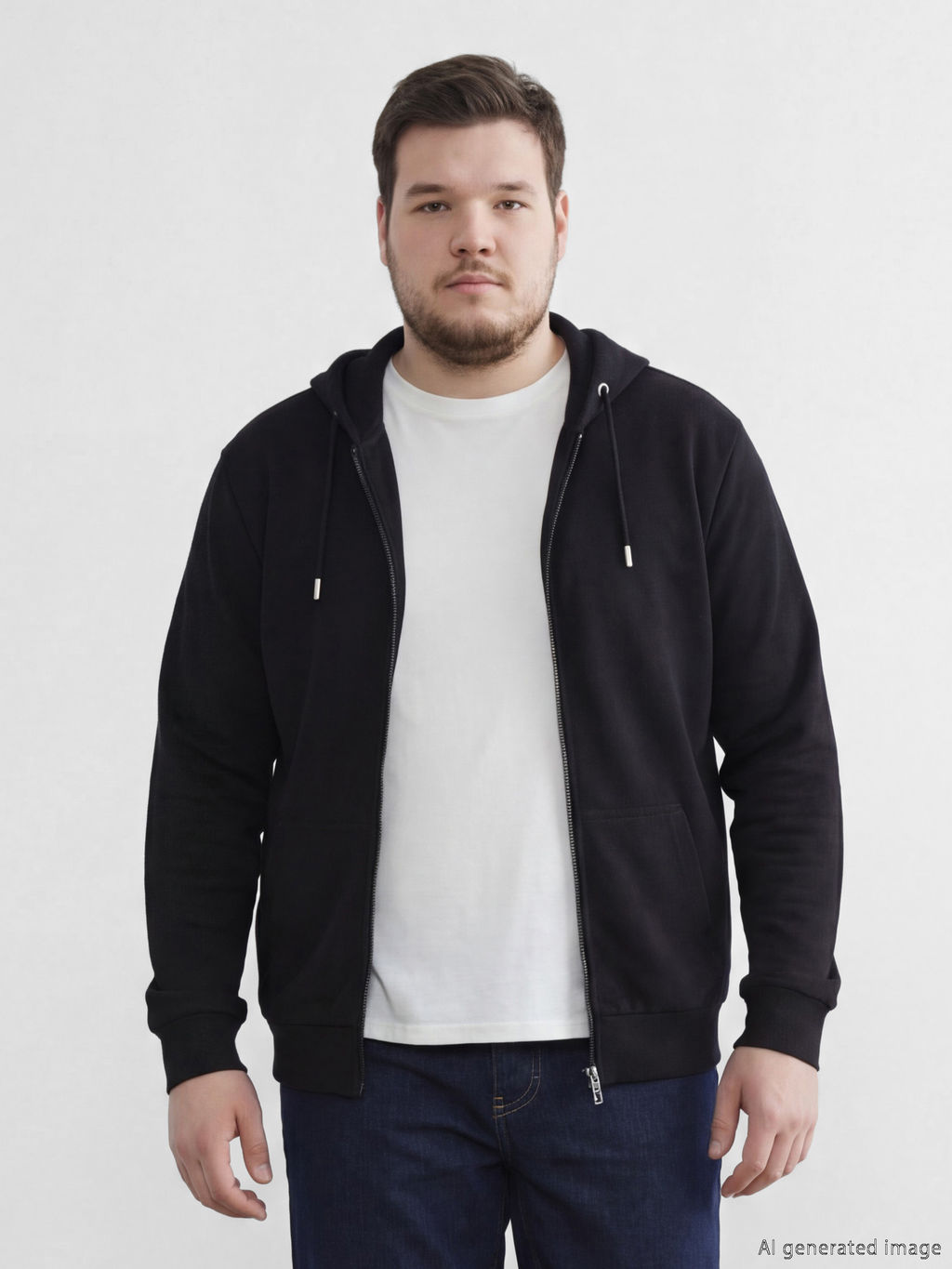 Standart Kal?p Kap??onlu Erkek Fermuarl? Sweatshirt