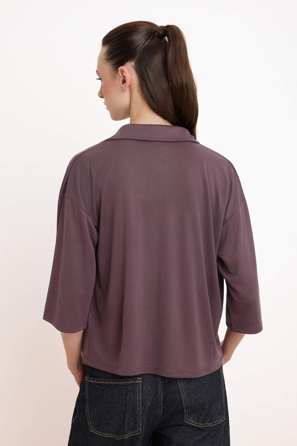 Murdum Relaxed Polo Yaka Truvakar Modal Esnek Orme Bluz TWOSS26BZ00392 - Trendyolmilla фото 4