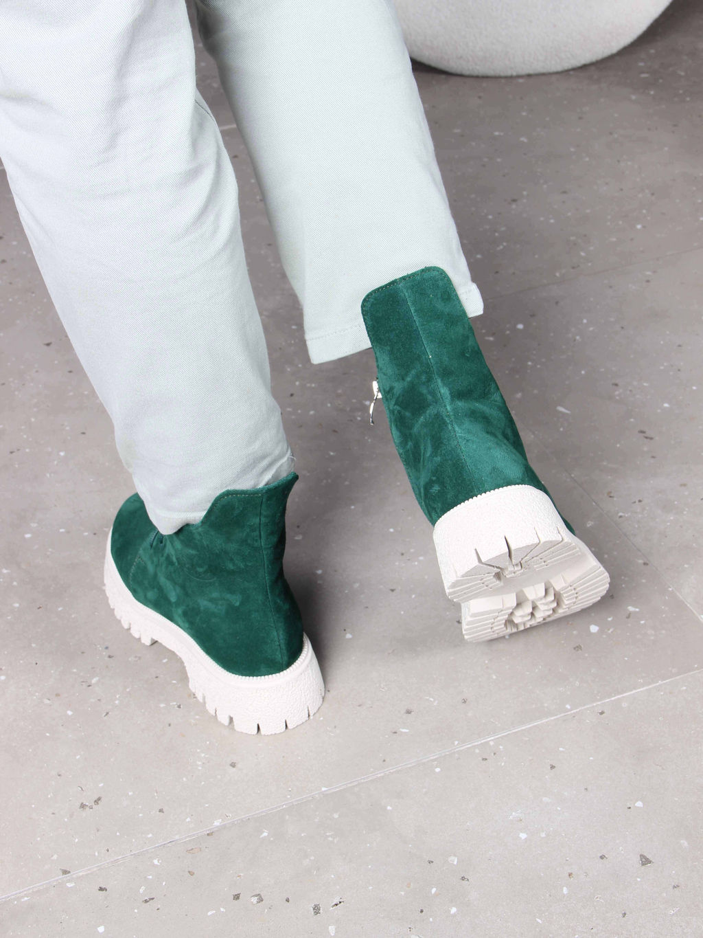 Ботинки 228.V.1541be. Зеленый замша/Шерсть