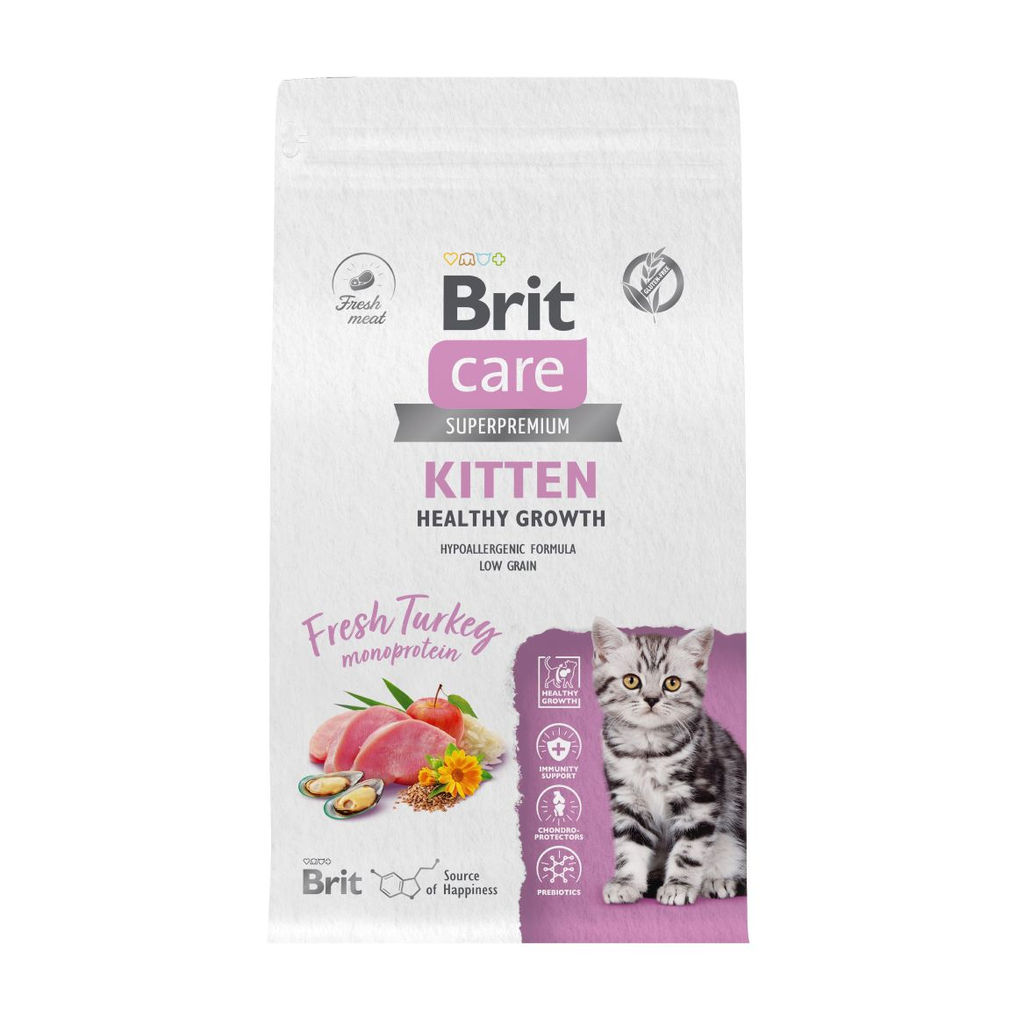 Сухой корм Care Cat Kitten Healthy Growth с индейкой для котят, беременных и кормящих кошек 5066056