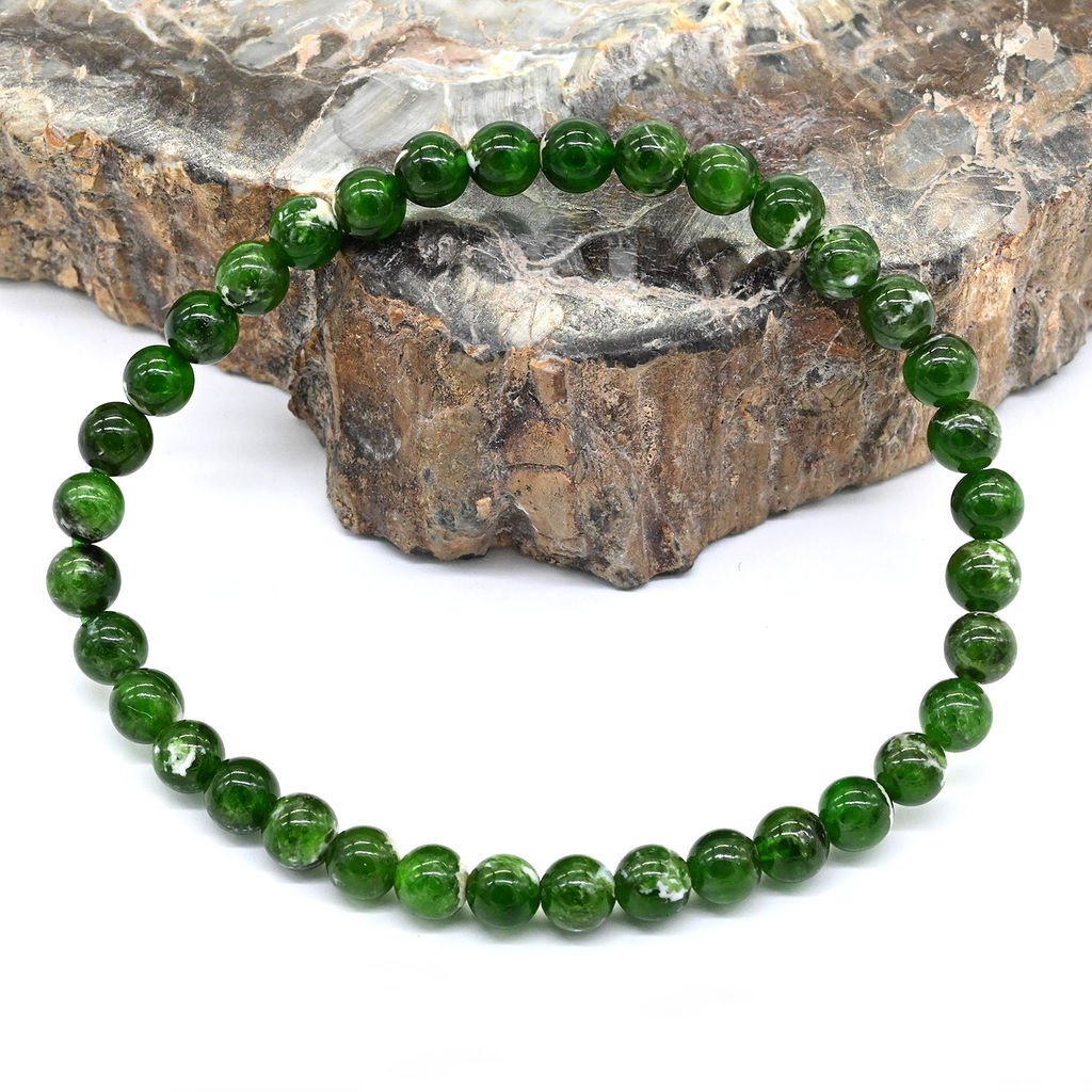 Браслет натуральный камень хромдиопсид шарик 5мм, 7г