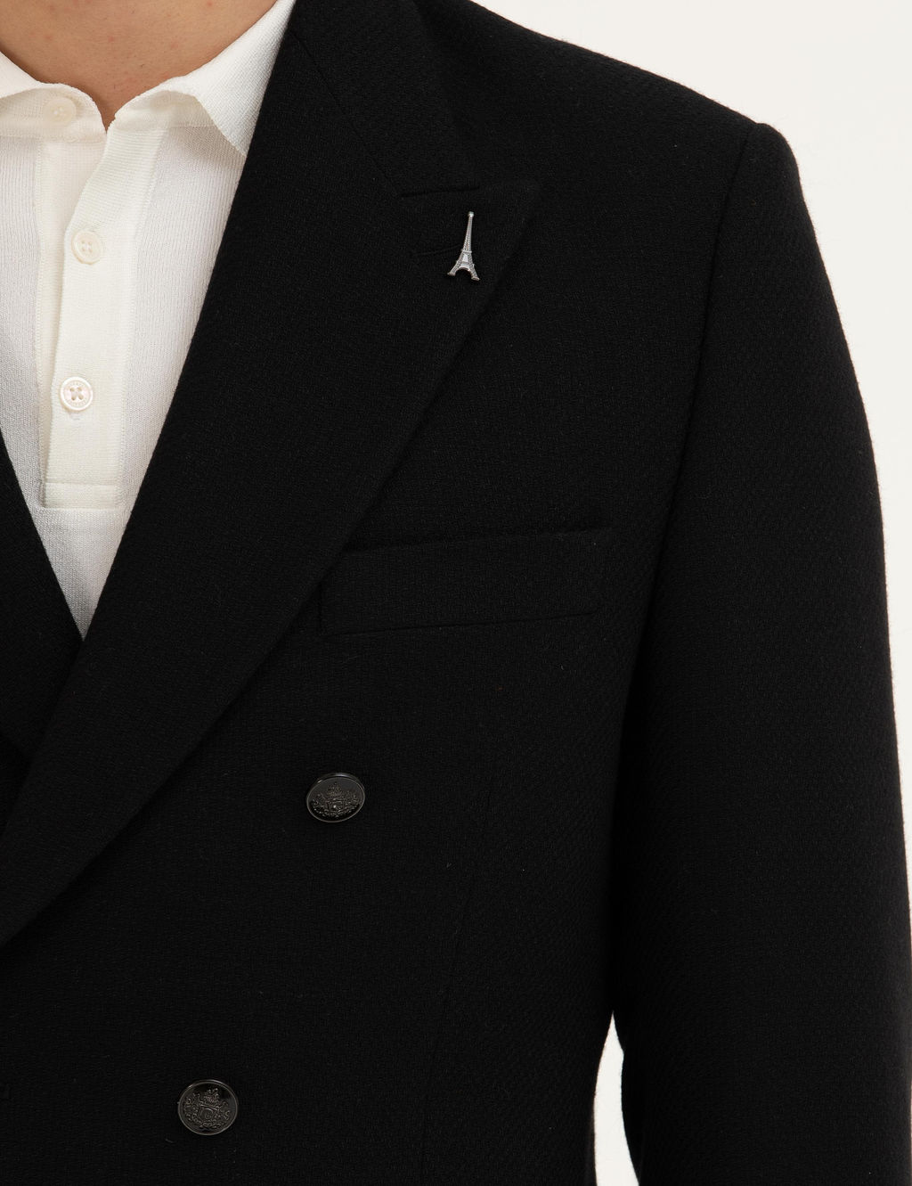 Черная приталенная куртка из смесовой шерсти - Cacharel фото 7