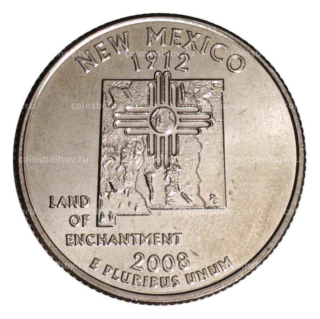25 центов (1/4 доллара) 2008 года Р США Штаты и территории  Нью-Мехико