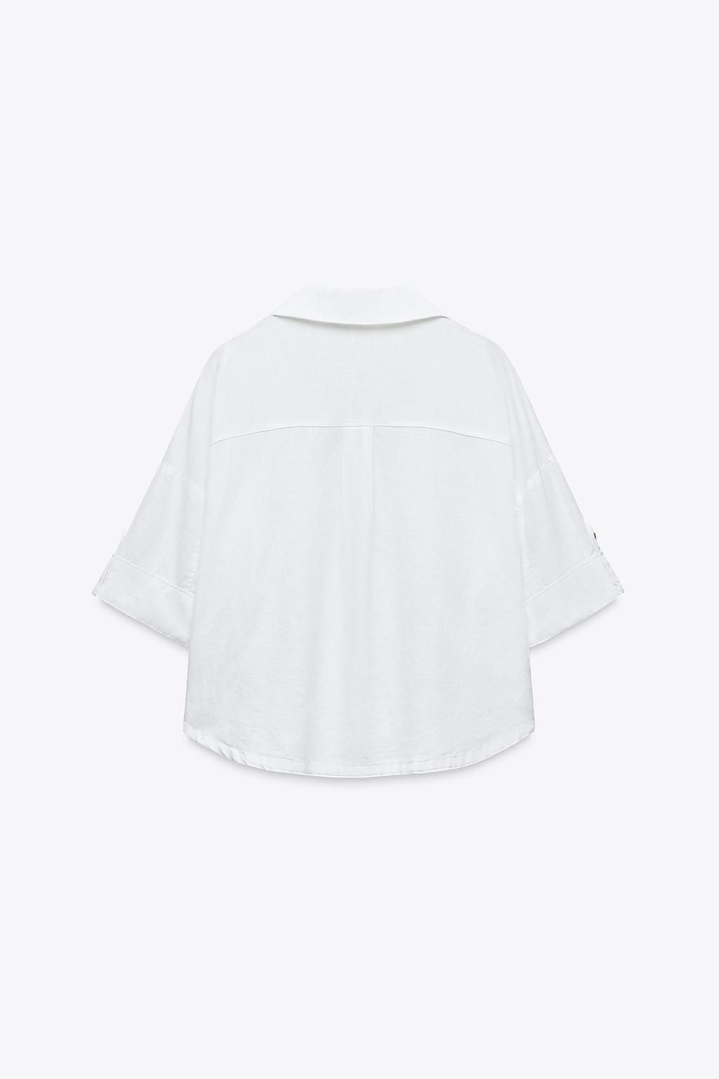 CROPPED LINEN BLEND SHIRT - Zara фото 23