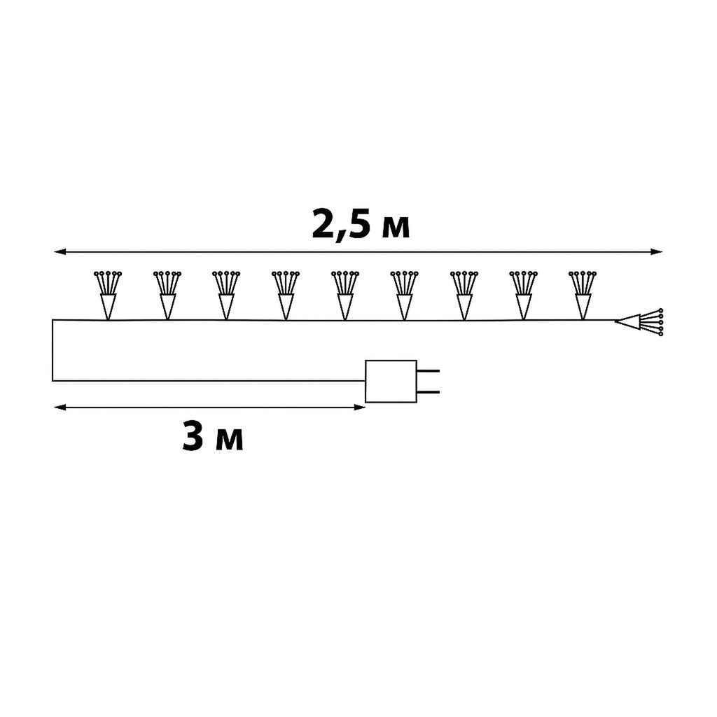 ULD-S0250-200/STA MULTI IP44 STARBURST Гирлянда светодиодная Звезда, 2,5м. 200 светодиодов. Разноцветный свет. Провод прозрачный. ТМ Uniel