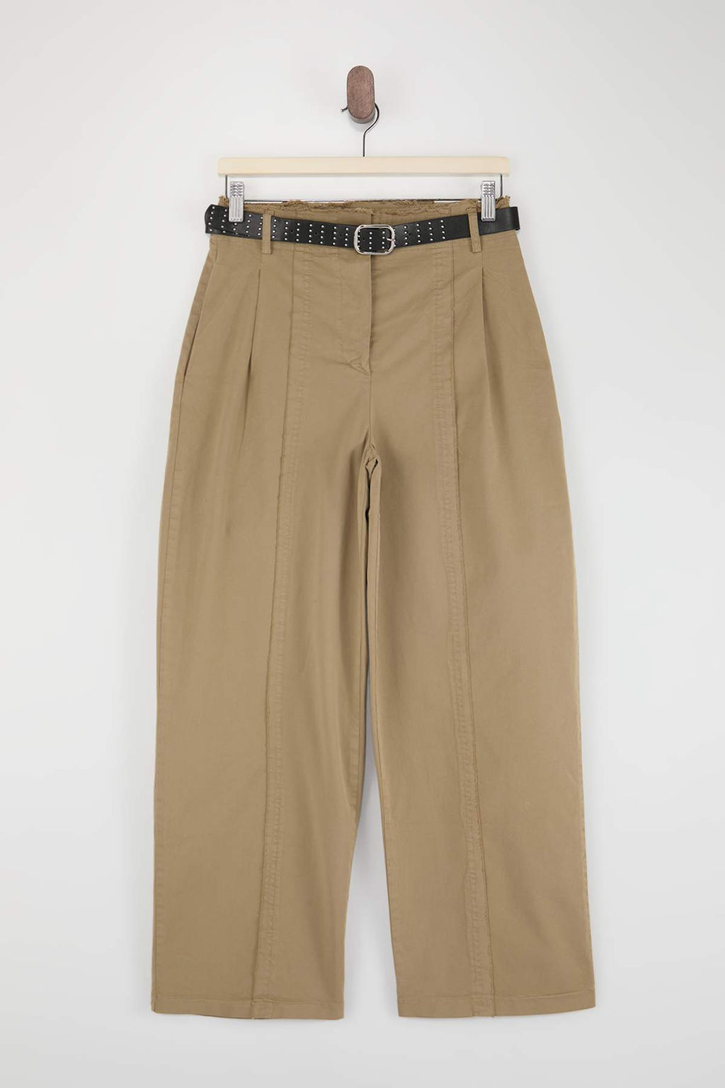 Haki Kemerli %100 Pamuk Dokuma Barrel Pantolon TWOSS26PL00126