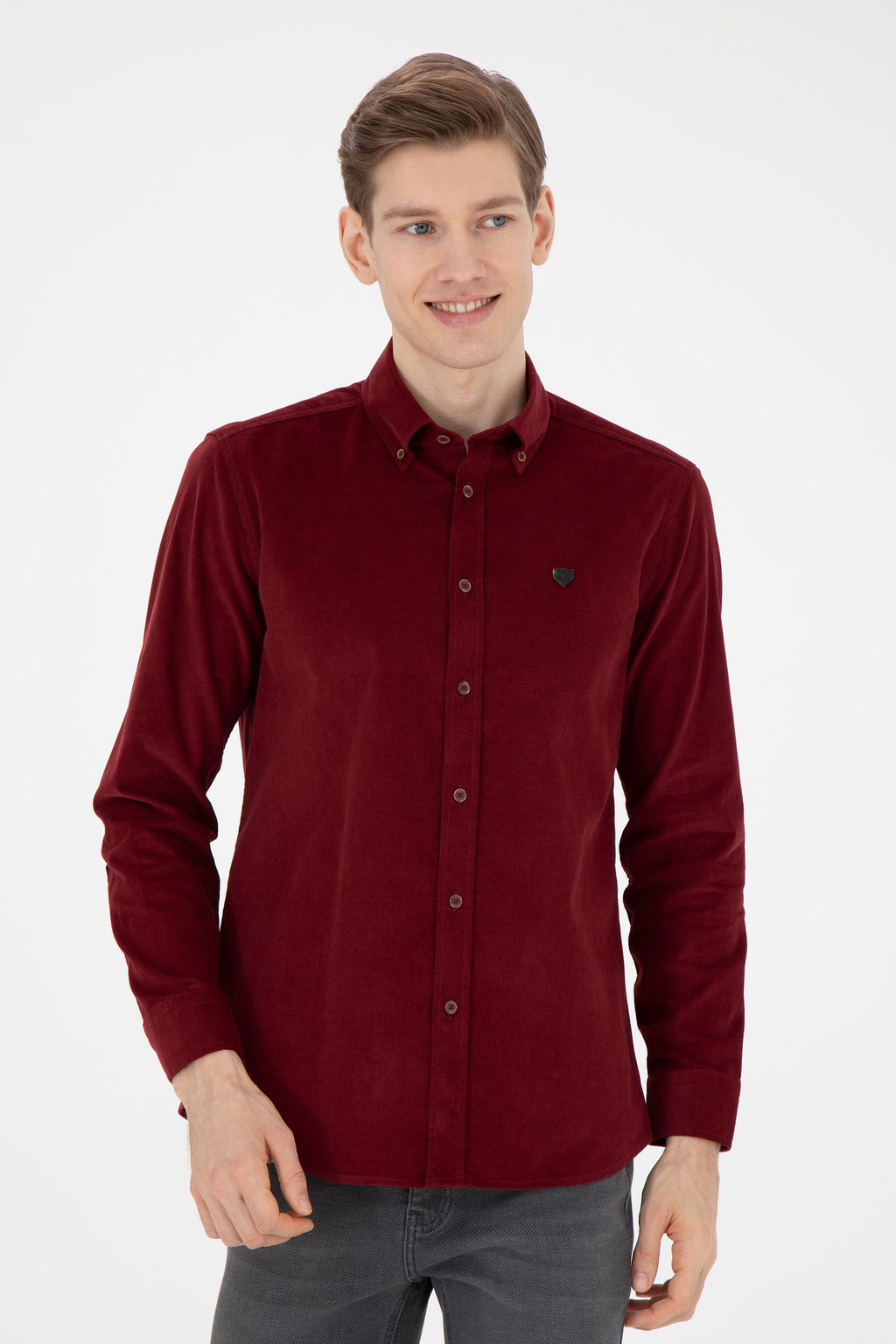 U. S. Polo Assn / Мужская бордовая рубашка с длинным рукавом - U.s. polo assn фото 8