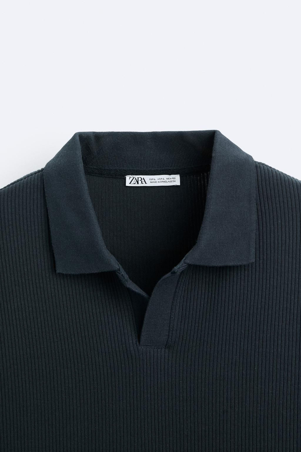 TEXTURED POLO SHIRT WITH RIBBED TRIMS - Zara фото 36