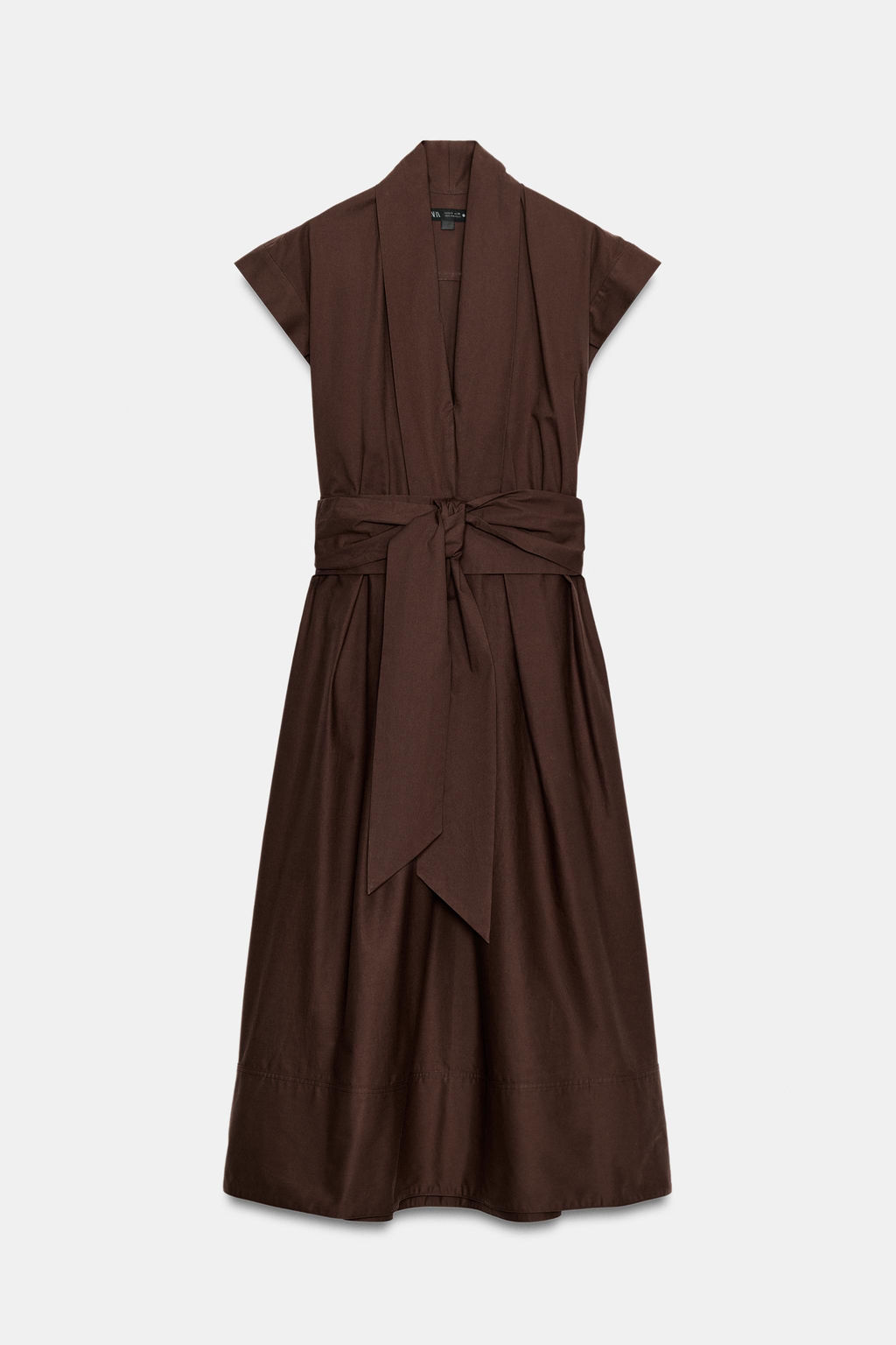 VESTIDO POPEL?N PLIEGUES ZW COLLECTION / Marr?n - Zara фото 8