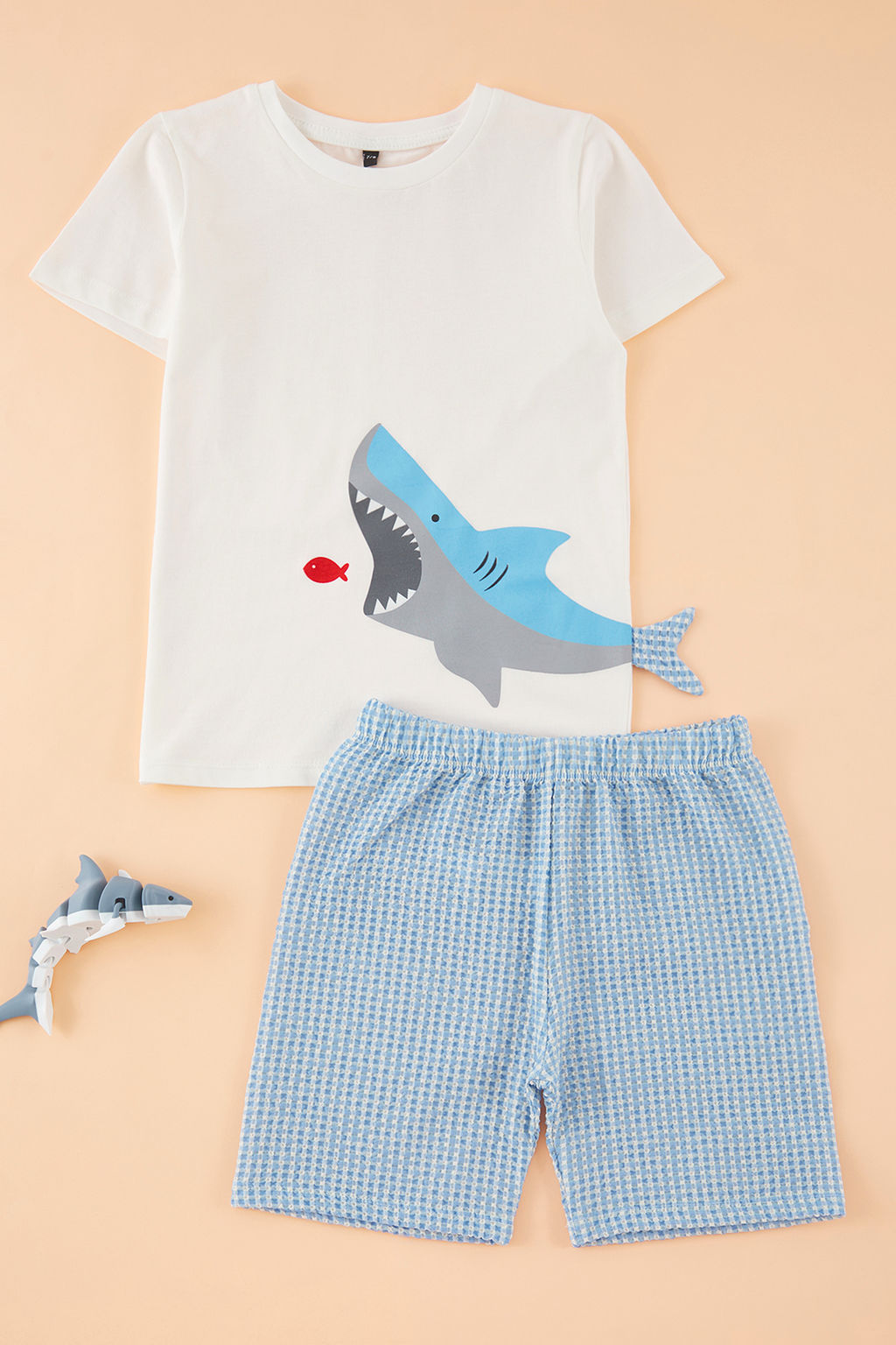 Ekru Erkek Cocuk Pamuklu Animal Bask?l? K?sa Kol Pijama Tak?m? TKDSS25PT00024