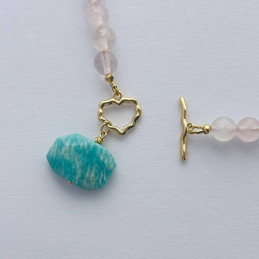 Колье из Амазонита и Розового кварца