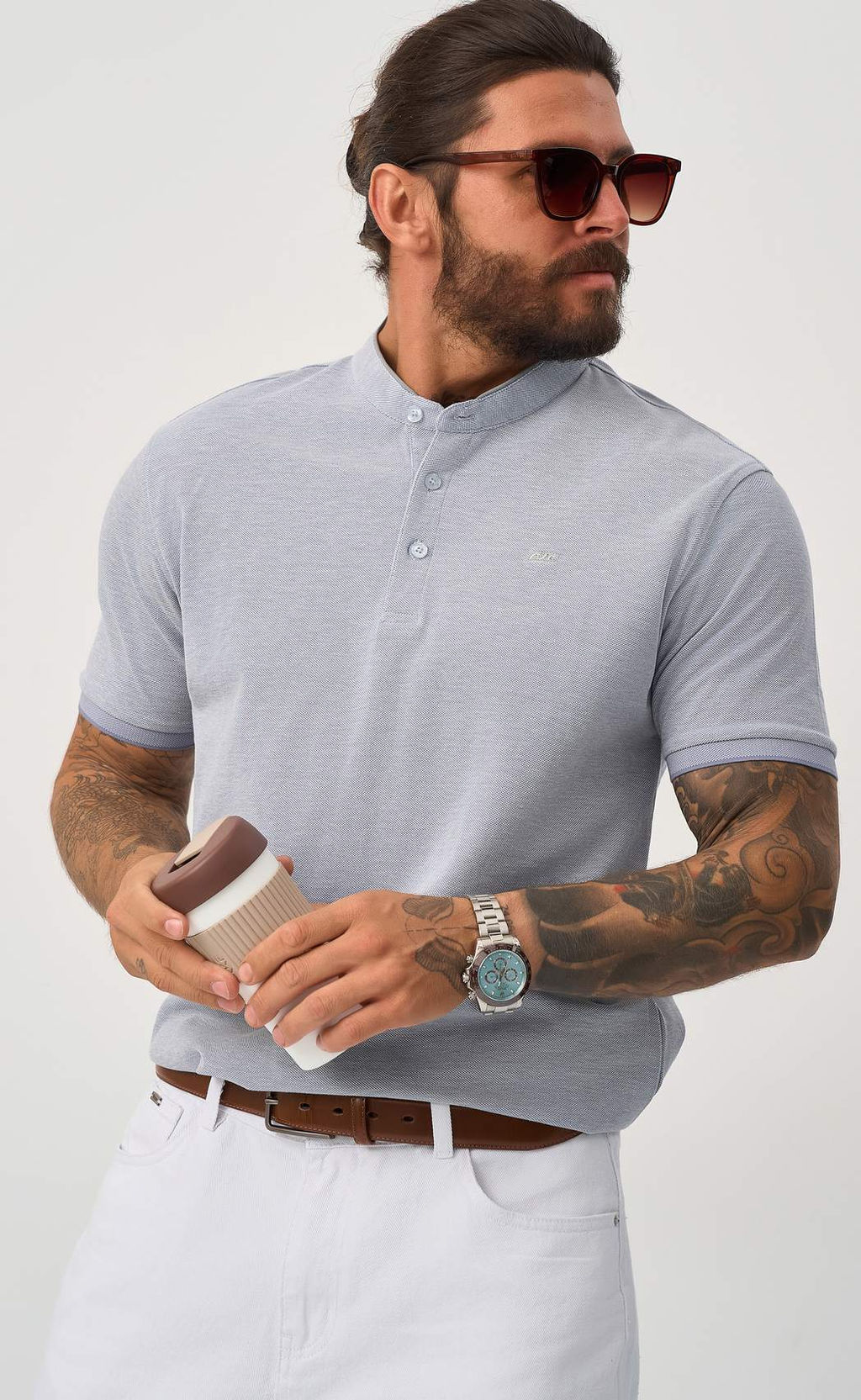 Поло Fine Joyce F511-07-104 серый хлопок с нейлоном  фото 2