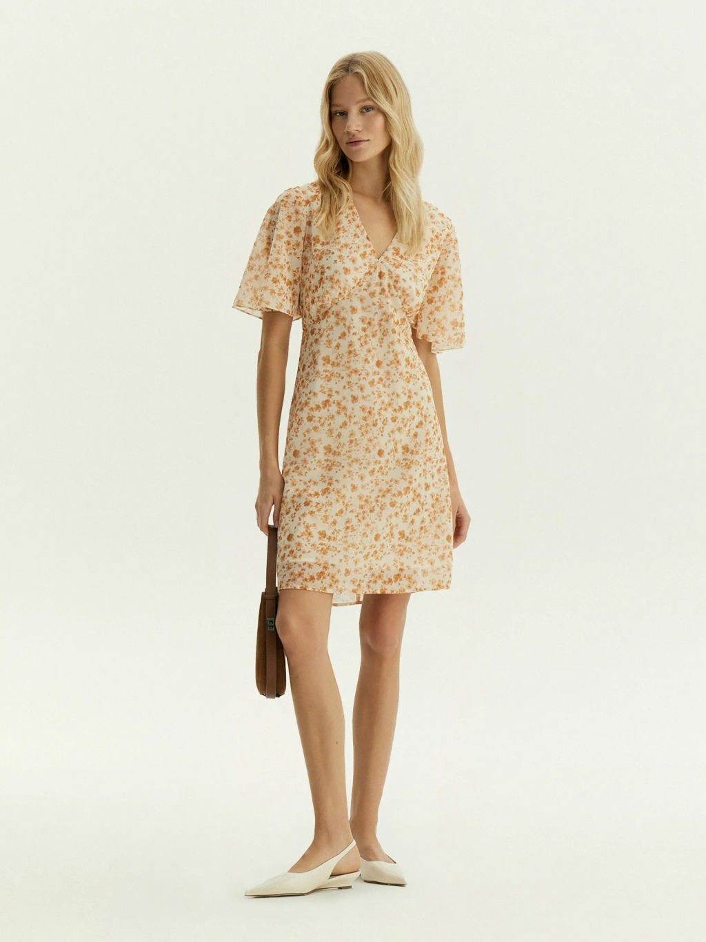 Платье мини из шифона с цветочным принтом, PL1724/voile