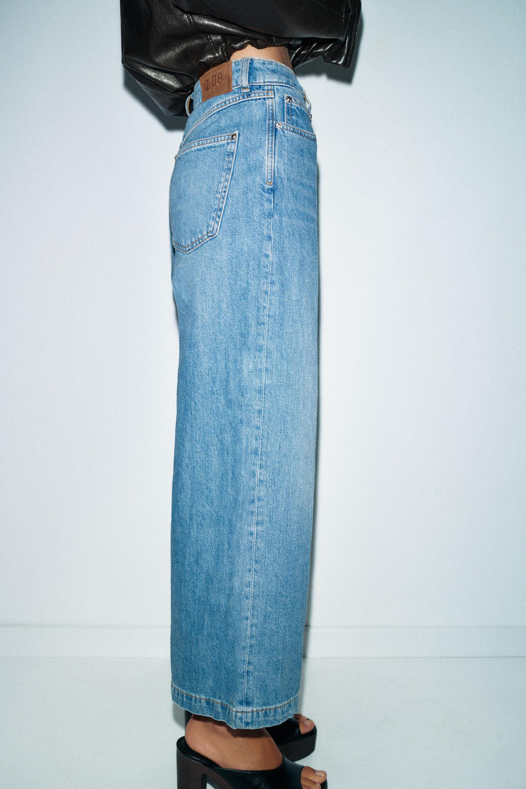 Z.08 BELTED WIDE-LEG CROPPED JEANS - Zara фото 13