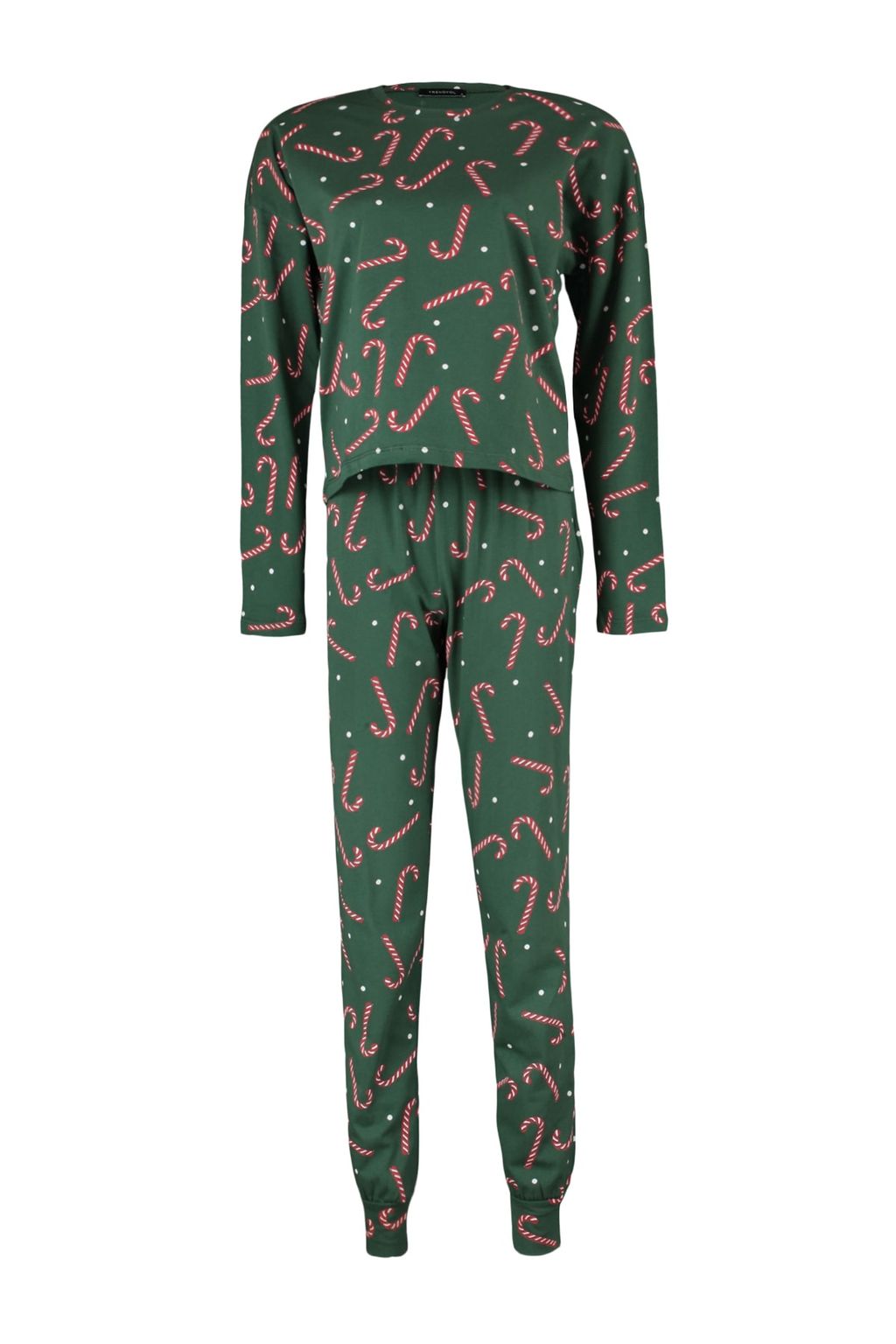 Yesil %100 Pamuklu Y?lbas? Temal? Orme Pijama Tak?m? THMAW21PT0771