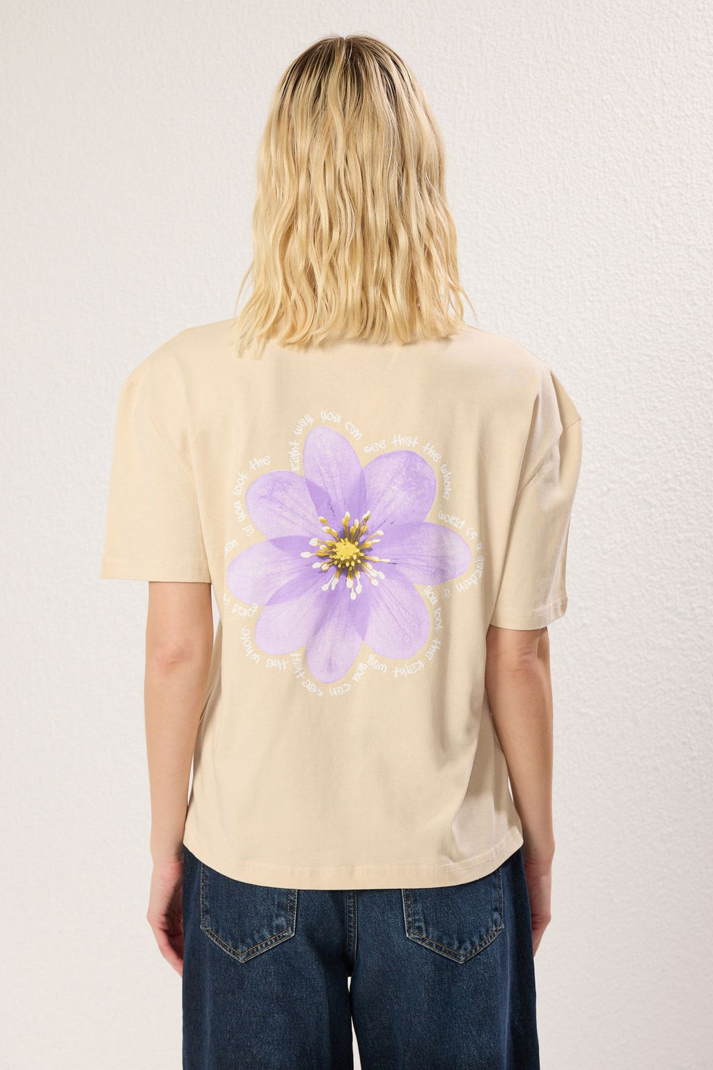 TRENDYOLMILLA Limited Edition Tas %100 Pamuk S?rt Bask?l? Relaxed/Genis Rahat Kesim Orme T-Shirt TWOSS23TS00374  фото 13