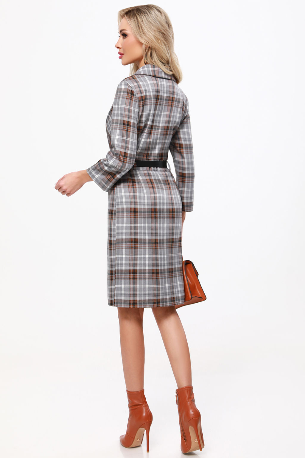 Платье с ремнем в клетку - Dstrend фото 6