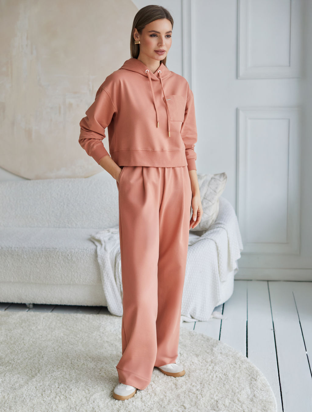 VILATTE / Свободные брюки из эластичного футера-двухнитки  фото 5