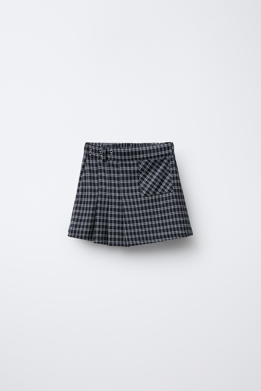 CHECKED BERMUDA SKORT WITH PLEATS