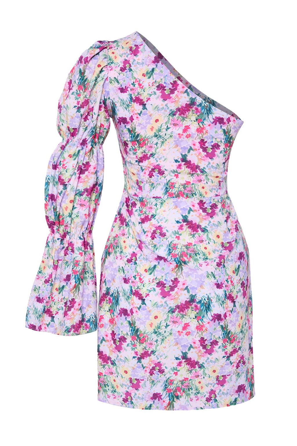 TRENDYOLMILLA Turuncu Vucuda Oturan Astarl? Cicek Desenli Dokuma Poplin K?sa S?k Abiye Elbise TPRSS22EL1280 фото 10